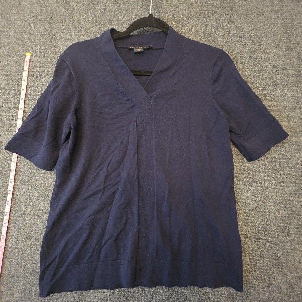 Pendleton Sweater Womens Medium Blue V Neck Short Sleeve Silk Blend Pullover